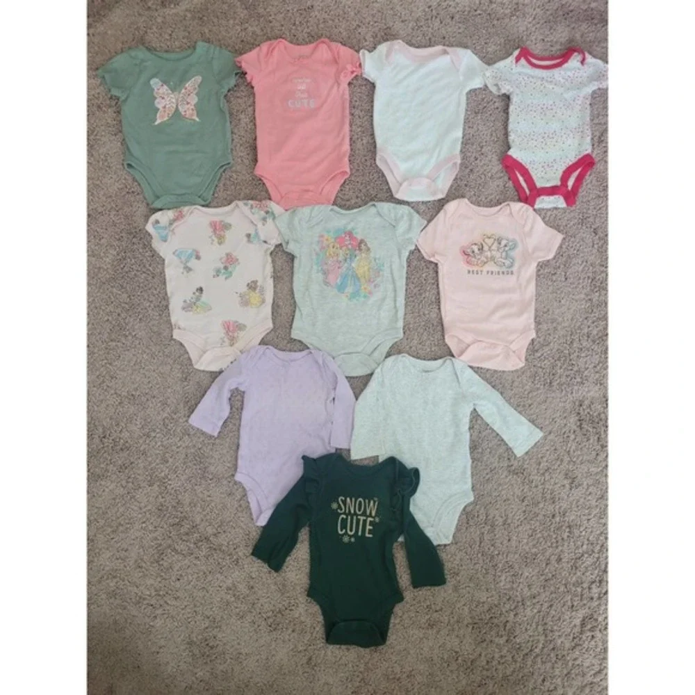 Lot of 10 Baby Girl Bodysuits 0-3‎ months
